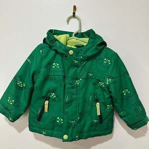 Cat & Jack Baby Toddler Green Dinosaur Winter Hooded Jacket Size 12M